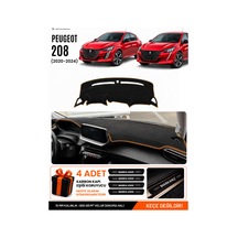 Peugeot 208 2020-2024 Uyumlu Torpido Örtüsü, Torpido Kılıfı - Siyah-kahverengi - Pe006