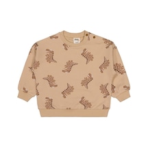 Civil Baby Benekli Dino Empirme 6-18 Ay Sweatshirt - Kahverengi Sütlü Kahve