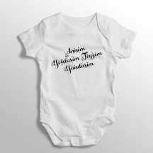 İmaj Tuğbababy Annem Yoldaşım Teyzem Yandaşım Yazılı Baskılı Bebek Zıbını Beyaz