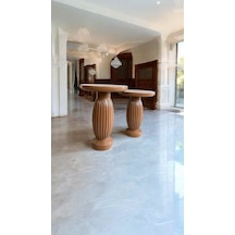 2 Li Ahşap Sehpa Seti Mantar Model Kahverengi Yan Sehpa