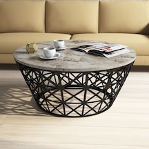 Variant Stil Metal Mermer Desenli Orta Sehpa - Beyaz Mermer
