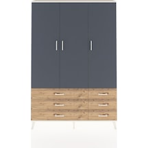 Arges Dolap 5 Raflı 6 Çekmeceli Tek Askılı 132x30x195 Aytaşı-antrasit/çam Antrasıt/atlas Çam