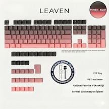 136 Tuş Pembe - Siyah Gradyen Keycap - Mekanik Klavye Tuş Takımı