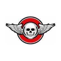 Kanatlı Kurukafa Sticker Etiket 00036