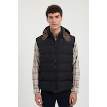 Dufy Erkek Slim Fit Kapüşonlu Lacivert Yelek Mont-18150