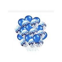 Mavi Konfetili Balon 10 Adet Mavi Şeffaf Balon Mavi Şeffaf Balon