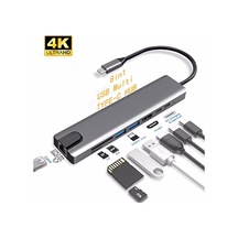 8 In 1 Ethernet Sd Usb Type C Hub Hdmi Girişli Apple Uyumlu MacBook Çevirici