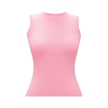 Qoolest Modern Fit Kolsuz Triko Bluz Kadın İnce Yapılı Bisiklet Yaka Pembe