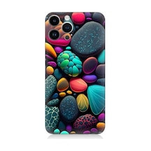 Apple Uyumlu iPhone 13 Pro Max Artx Kırmızı Doğa Taşlar Desenli Silikon Kılıf