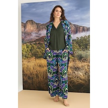 Monamise Kadın Çiçek Desenli 3'lü Pijama Takımı 23136-yeşil Yeşil Monamise Kadın Çiçek Desenli 3'lü Pijama Takımı 23136-yeşil Yeşil