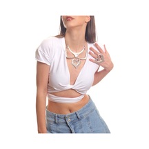 Labalaba Kadın Antik Gümüş Kaplama Kalp Charm Detaylı Tasarım Kolye & Yüzük Seti Gümüş