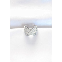 Ezoconcept Kalın Zirkon Taşlı Silver Renk Ayarlanabilir X Tasarım Yüzük Çok Renkli