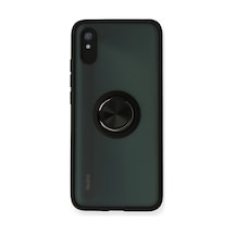 Redmi 9a Kılıf Montreal Yüzüklü Silikon Kapak - Siyah İtdark29684