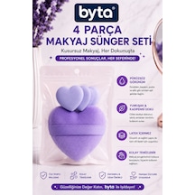 4 Parça Kalp Makyaj Süngeri Seti Parmak Bantlı Makyaj Uygulama Süngerleri