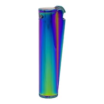 Clipper Metal Benzinli Çakmak - Icy Rainbow Özel Metal Kutulu Mavi