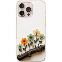 İphone 16 Pro Max Uyumlu Dalda Açan Çiçekler Baskılı Silikon Kılıf