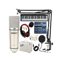 Stüdyo Ekipmanları Midi Live Paket-4 Ses Kartlı Mikser Midi Klavye Cx1 Mikrofon Kulaklık