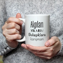 Mor Mürekkep Algıları Yıkarım Bulaşıklara Karışmam Baskılı Beyaz Kupa