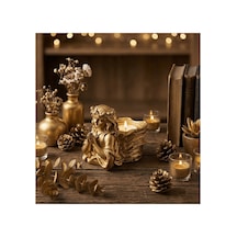 Dua Eden Melek Figürlü Mumluk Tealight Uyumlu Yeni Ev Hediyesi Altın