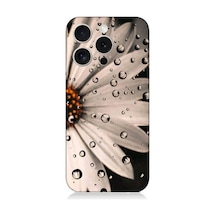 Apple Uyumlu iPhone 15 Pro Max Papatya Ve Su Damlaları Desenli Silikon Kılıf