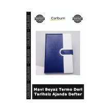 Özel Üretim Mavi Beyaz Termo Deri Çizgili Mıknatıslı A5 İş Ofis Hediye Tarihsiz Ajanda Defter