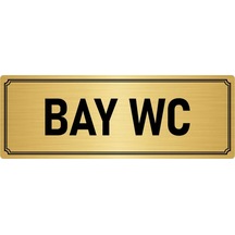 Metal Yönlendirme Levhası, Departman Kapı İsimliği Bay Wc 7x20 cm Altın Renk