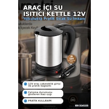 Araç İçi Su Isıtıcı Kettle 12v Çakmaklık Girişli Paslanmaz Çelik Termos Bardak Bx-316153