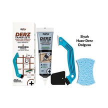 Siyah 250 Gr Derz Tamir Seti Hazır Derz Dolgusu, Derz Sökme Aleti, Testere, Spatula Ve Sünger
