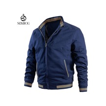 Sonbahar Yeni Moda Dik Yaka Rahat Bol Düz Renk Erkek Ceketi Mavi