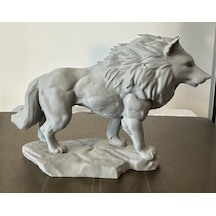 Büyük Kurt Figür Masa Decor Dekoratif Figür Gri Renk 17cm Balık