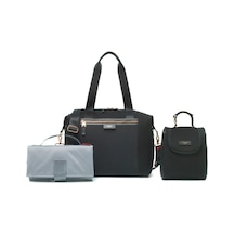 Storksak Stevie Luxe Bebek Bakım Çantası Siyah Scuba 38x34x14 Cm Gri - Siyah