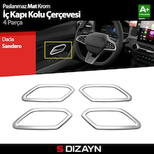S-dizayn Dacia Sandero Krom İç Kapı Kolu Çerçevesi 4 Prç 2020 Üzeri A+ Kalite Mat Krom