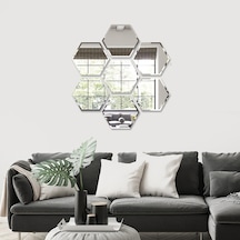 Decorıta Ayna - 7'Li Takım Çiçek Desen Altıgen Ayna Çok Renkli