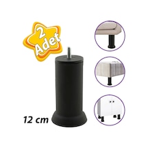 2 Adet Metal Destek Ayağı 12 Cm Siyah Mobilya Kanepe Baza Koltuk Ayakları Metrik 8 Civatalı İnce Diş