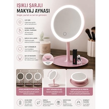 Şarjlı Led Işıklı Makyaj Aynası Masaüstü Dokunmatik Ayarlanabilir Ayna Belirtilmemiş