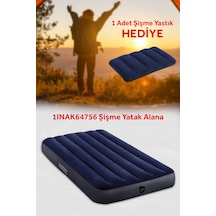64756ıky Intex Tek Kişilik Şişme Yatak Lacivert 1 Adet  Şişme Yastık Hediyeli