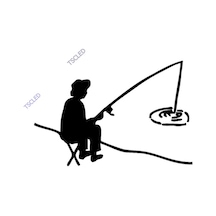 Balık Avlayan Adam Sticker 17Cm
