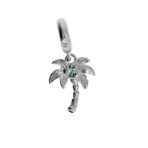 Kadın Yeşil Taşlı Yaz Esintisi Palmiye Model Gümüş Charm