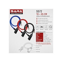 Sara S572 Bisiklet Güvenlik Kilidi 85 Cm, Anahtarlı, Pvc Kaplı Çelik Halat, 2 Anahtar Çok Renkli
