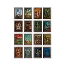 Leonora Carrington Tabloları 16'lı Sticker Seti Laptop Defter Etiketi Çok Renkli