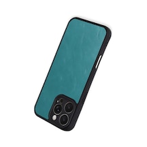Apple Uyumlu   iPhone 16 Pro Max Kılıf Aras Deri Kapak - Açık Yeşil