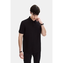 Backandbond Siyah Regular Fit Örme Polo Yaka Tişört