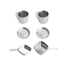 Createtech Taşınabilir Takımı Takımı Sofra Seyahat Seti Pişirme Piknik Paslanmaz Parça Mutfak Mutfak Kamp Gümüş Çelik Aksesuarı Açık 6 Gf Gümüş