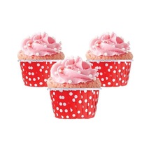 Bens Cup Cake Sufle Kapsülü Muffin Kapsülü Kırmızı Puantiyeli 25 Adet 50x39mm Kağıt Beyaz Diğer
