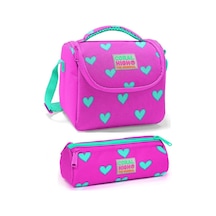 Coral High Kız Çocuk Pembe Kalp Beslenme Çantası Seti