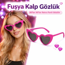 Bezos Fuşya Retro Kalp Gözlük 80 Ler 90 Lar Stil Parti Gözlüğü