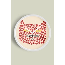 Sevimli Kedi Temalı Modern Duvar Saati - 25cm - Önü Camlı Beyaz Kasa - Sessiz Mekanizma-jh0011 Beyaz