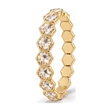 Les Petites Mains Bal Rengi Zirkon Taşlı Geometrik Gold Lastikli Bileklik Gümüş