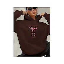 Herkesemoda I'm Just Gırl Detaylı Sweatshirt Kahverengi
