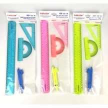 Elastik Çizim Takımı 30 Cm Pergelli Çok Renkli